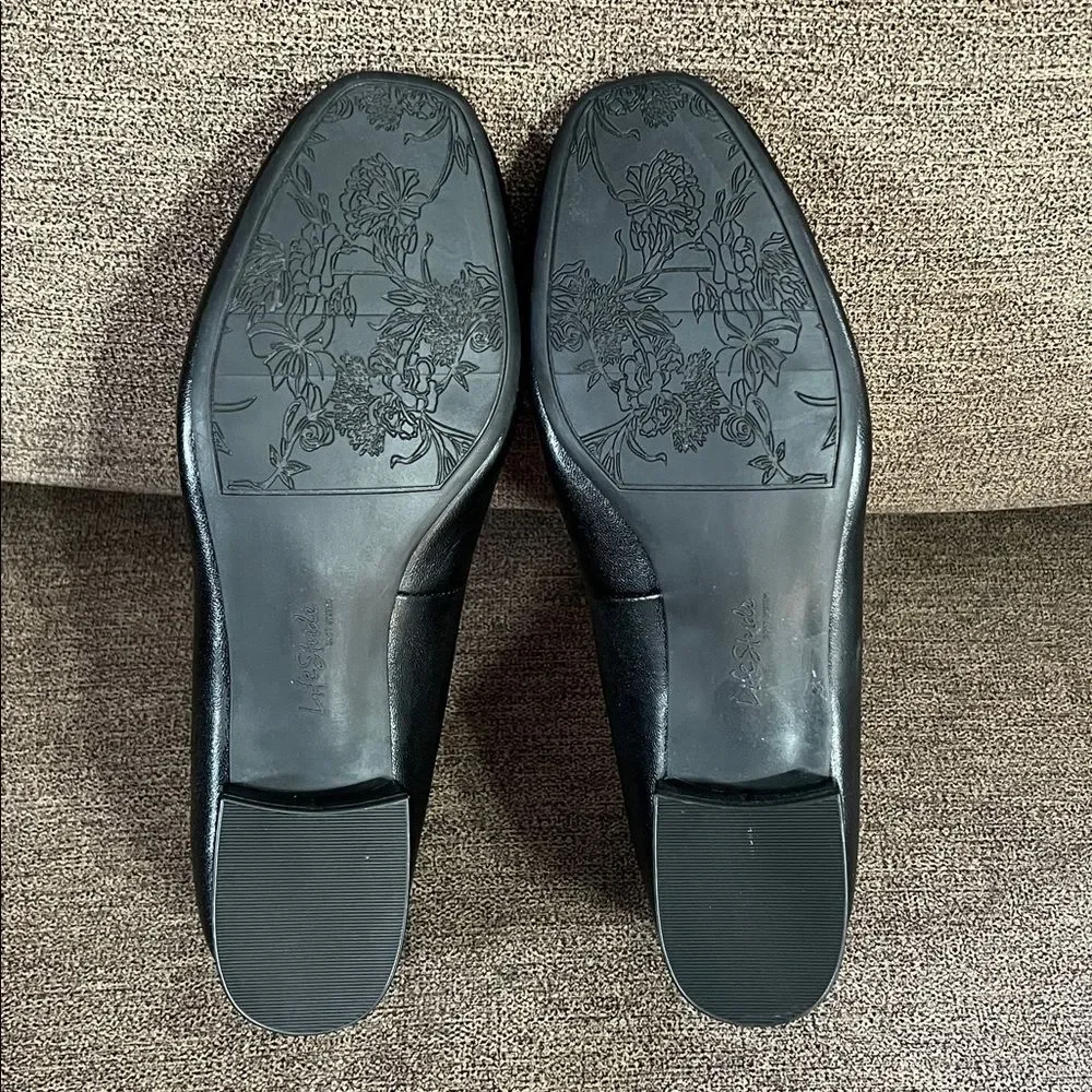 New Life Stride Cameo Women’s Flats Size 9.5W in Black Smooth